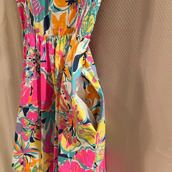 Lilly Pulitzer Christine Besame Mucho Smocked Poplin Fit & Flare Dress Sz10 - Picture 8 of 16